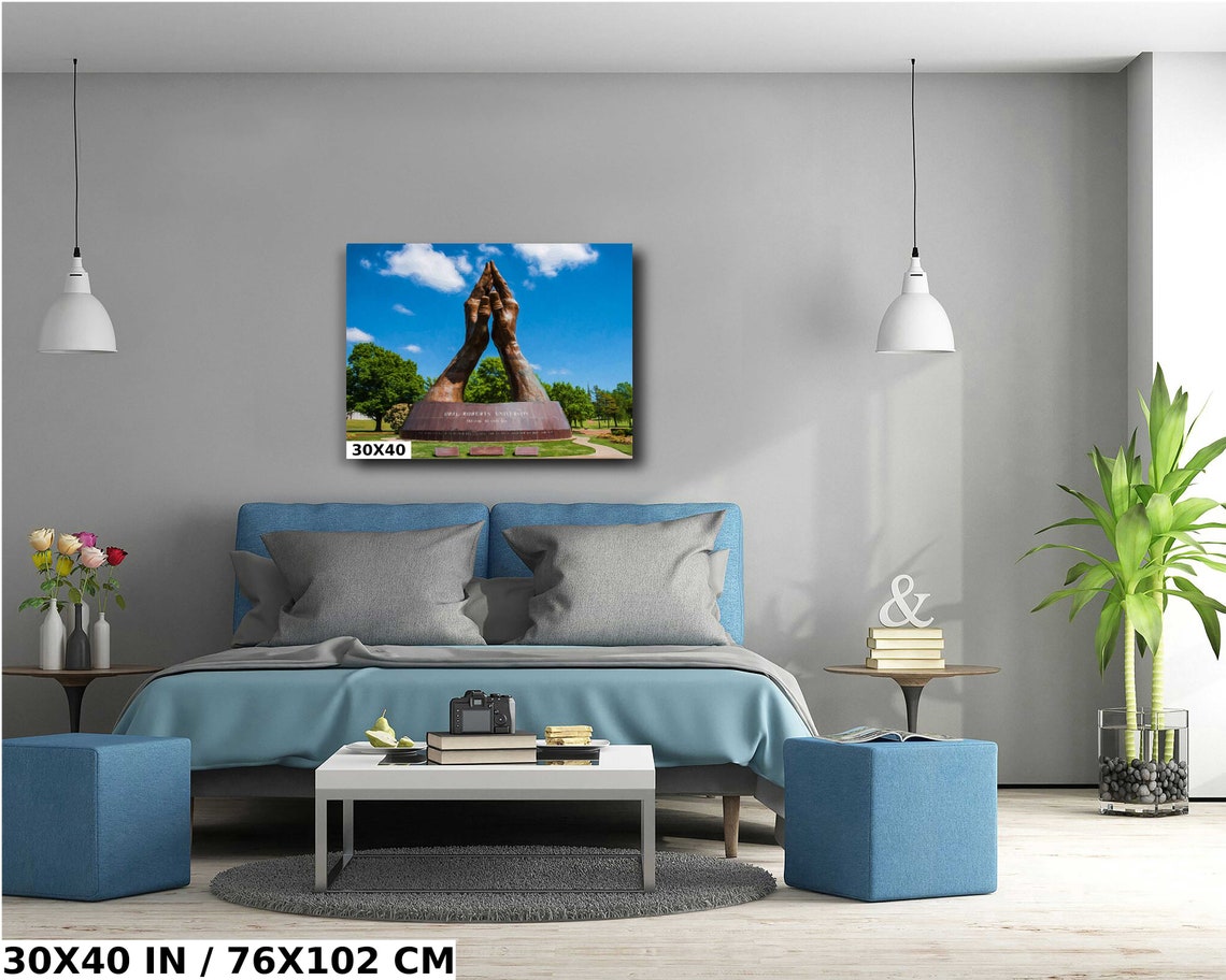 Oral Roberts Praying Hands Tulsa Blue Sky Sculpture View Poster - Image 5