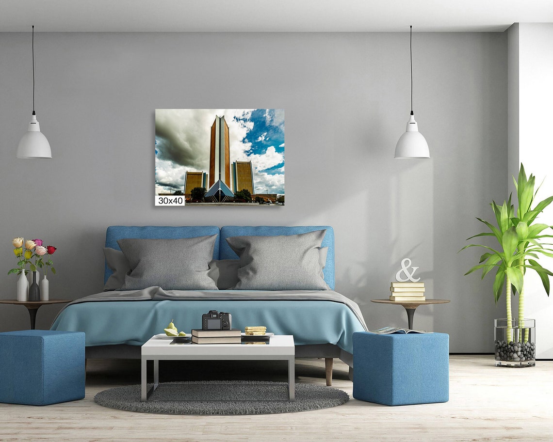 Tulsa Cityplex Towers Pyramid Base Dramatic Clouds Night Poster - Image 5