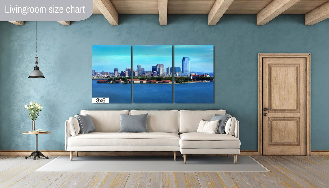 Ellis Island Jersey City Skyline Across New York Harbor Day Poster - Image 2