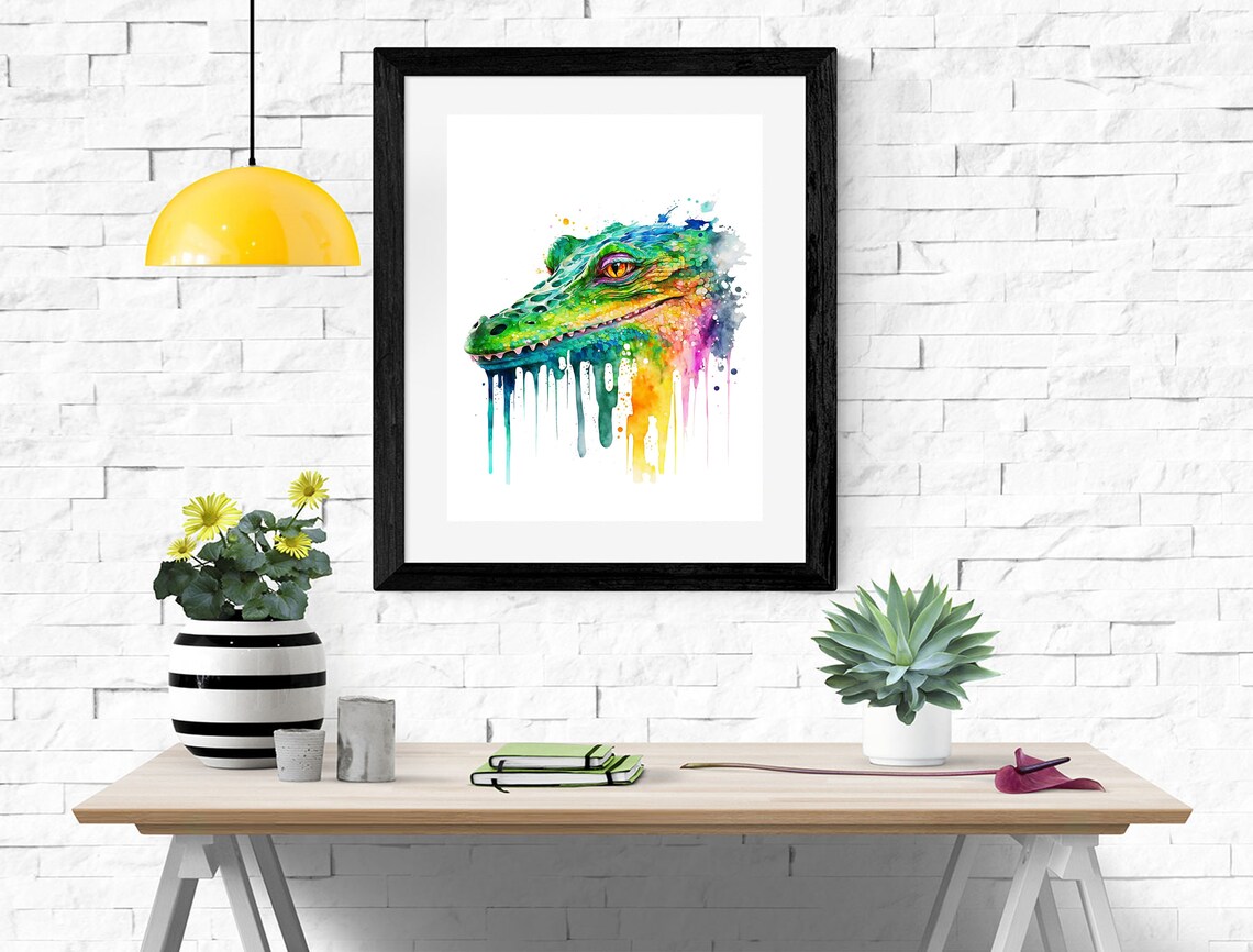 Watercolor Crocodile Art Print, Wildlife Decor - Image 2