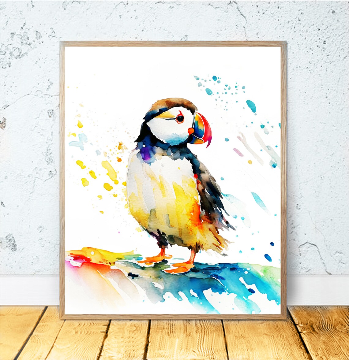 Puffin Watercolor Art Print, Nursery Bird Illustration