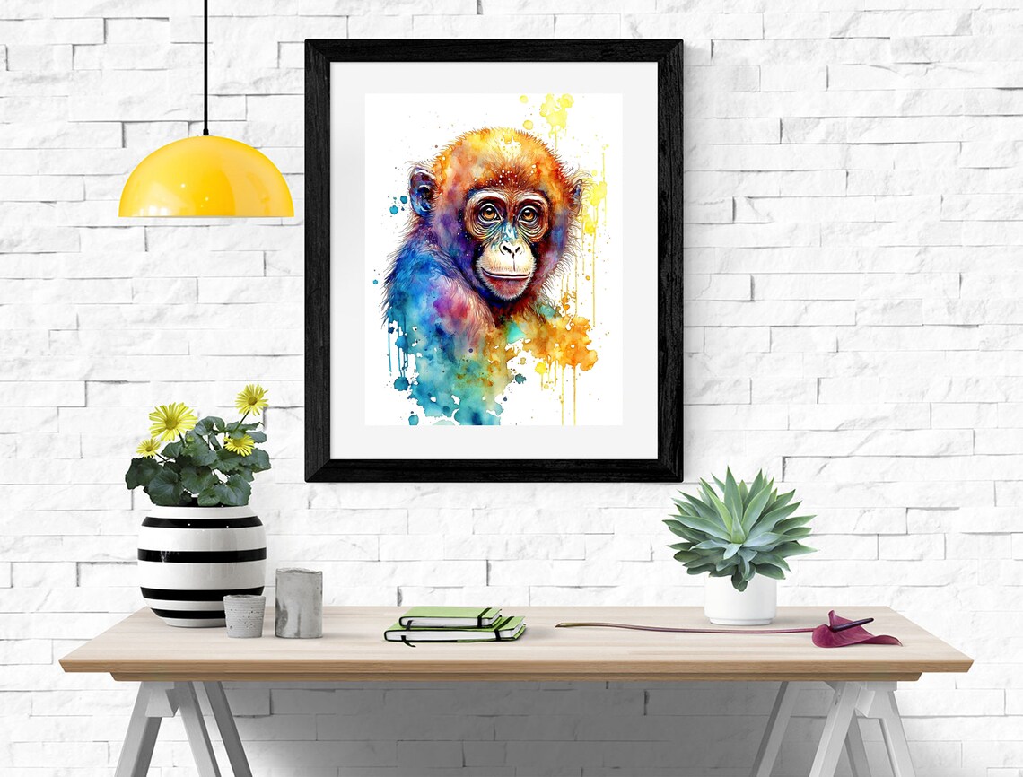 Watercolor Monkey Art Print, Animals Decor - Image 2