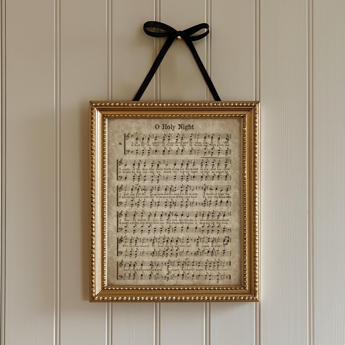 O Holy Night Vintage Christmas Carol Sheet Music Wall Art Poster
