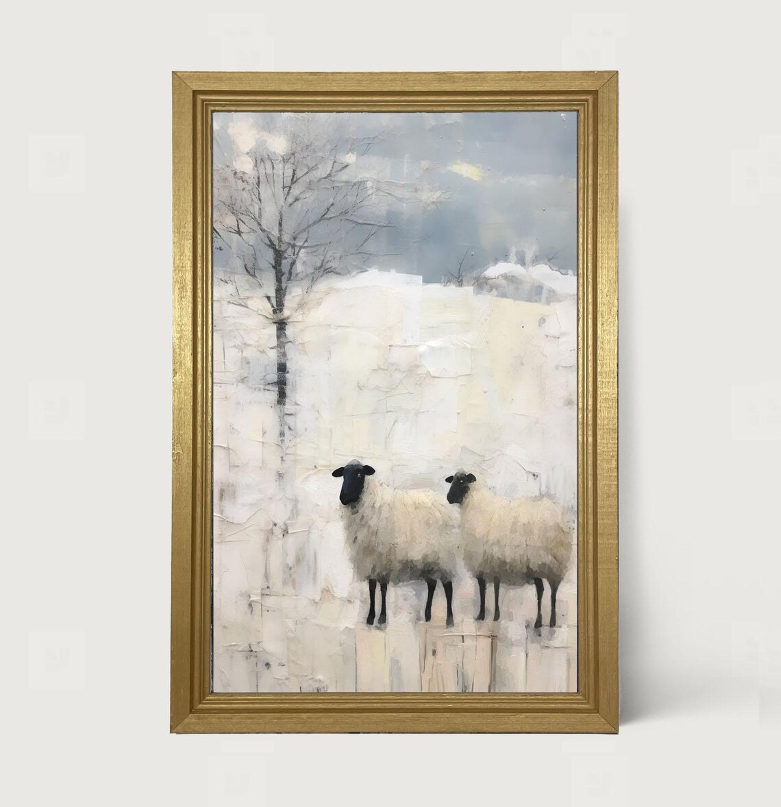 Winter Sheep Farm Animal Art Print, Farmhouse Decor