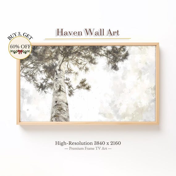 Birch And Pine Perspective Natures Canopysamsung Frame Tv Art Rustic Wall Decor Vertical Viewpoint Landscapedigital Twl028