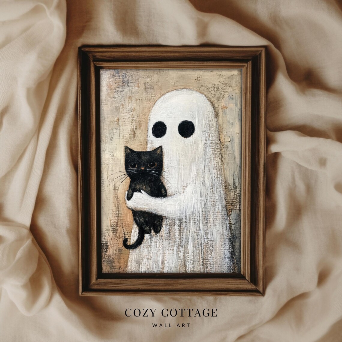 Ghost And Black Kitten Vintage Style Art Print - Image 2