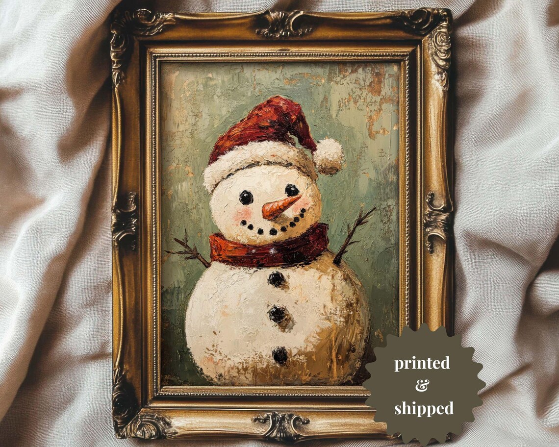 Snowman Vintage Style, Cozy Cottage Christmas Decor