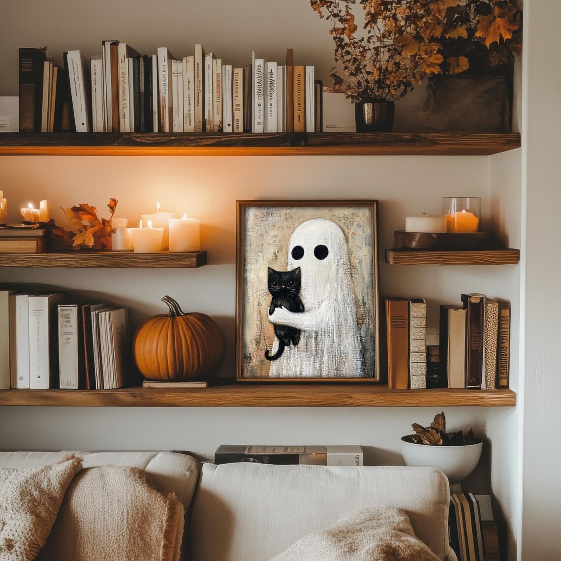 Ghost And Black Kitten Vintage Style Art Print - Image 3