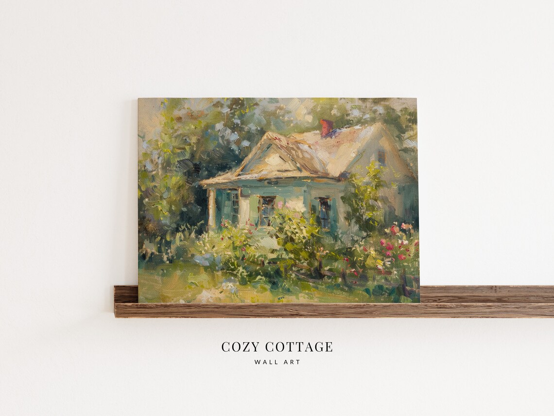 Country Cottage Vintage Style Painting, Poster Print - Image 2