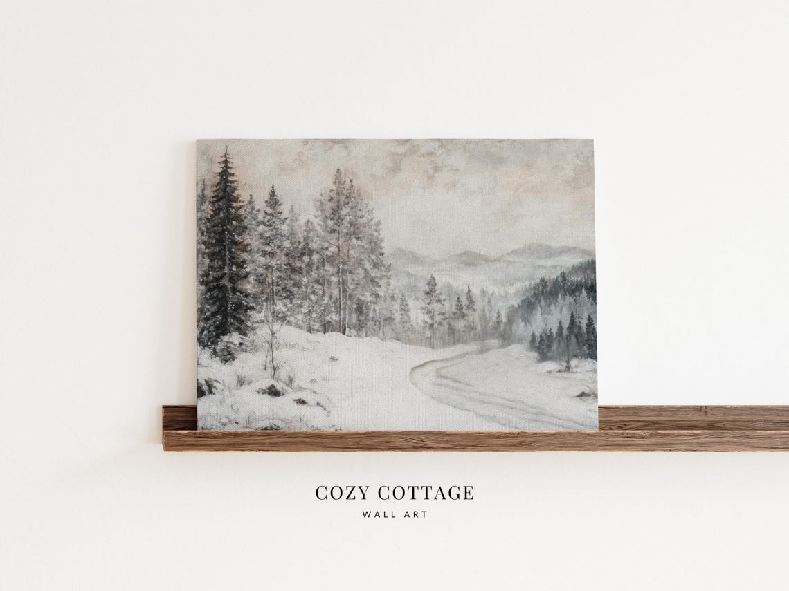 Muted Winter Landscape Vintage Poster Print - Image 2