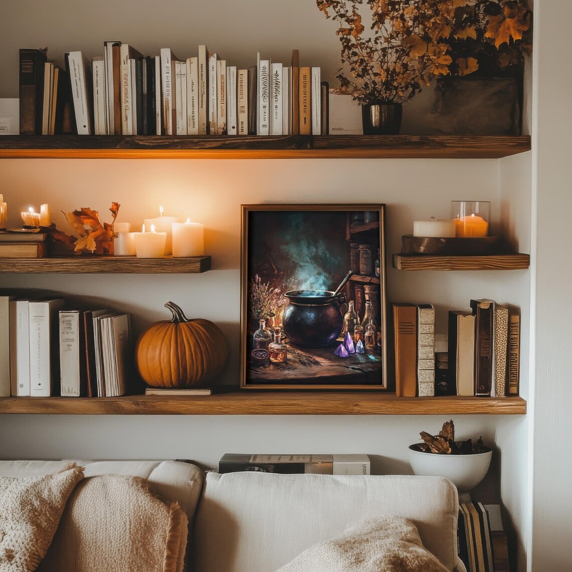 Dark Potion Room with a Bubbling Cauldron Witchy Decor Poster - Image 2