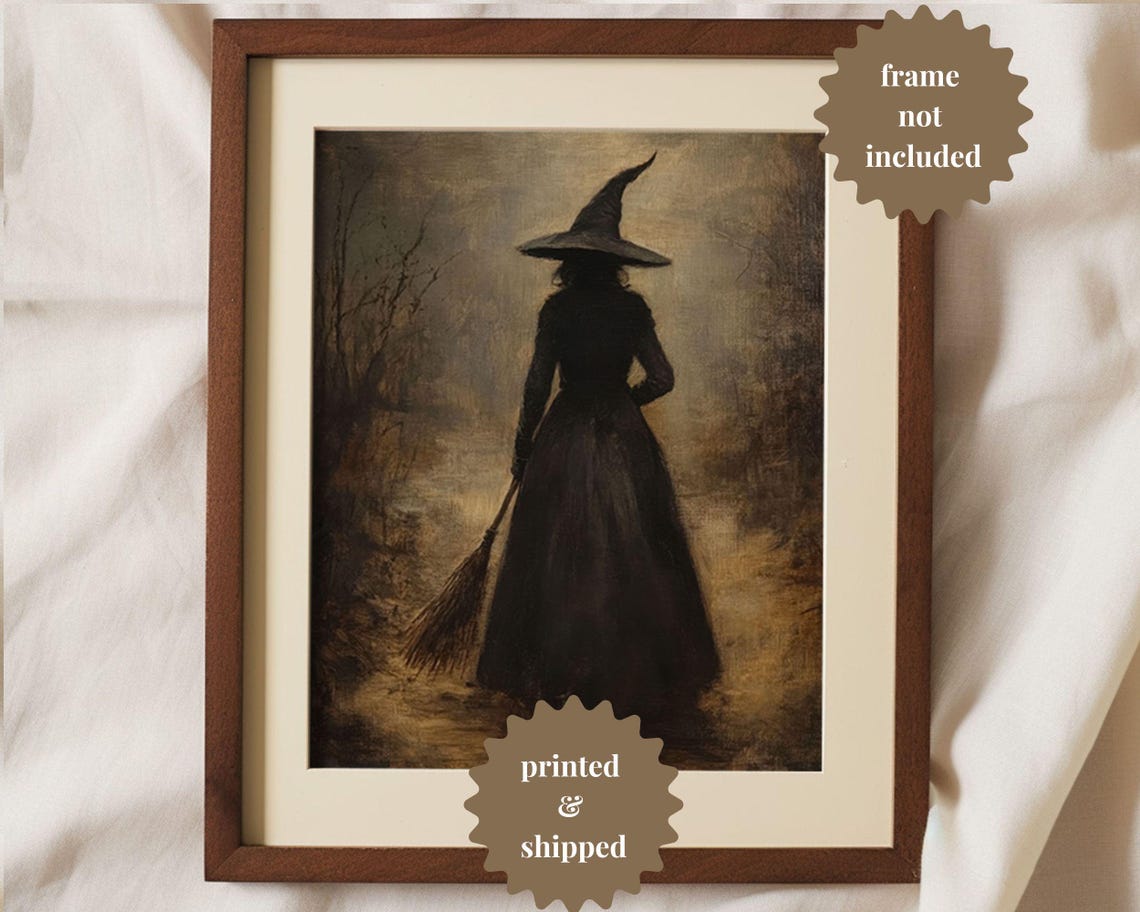 Witch in Autumn, Moody Vintage Halloween Poster - Image 2