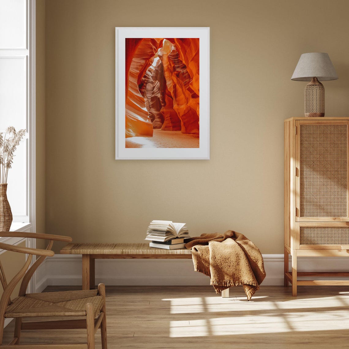 Orange Sandstone Slot Canyon with Sculpted Wave Walls Scenic Print - Image 3