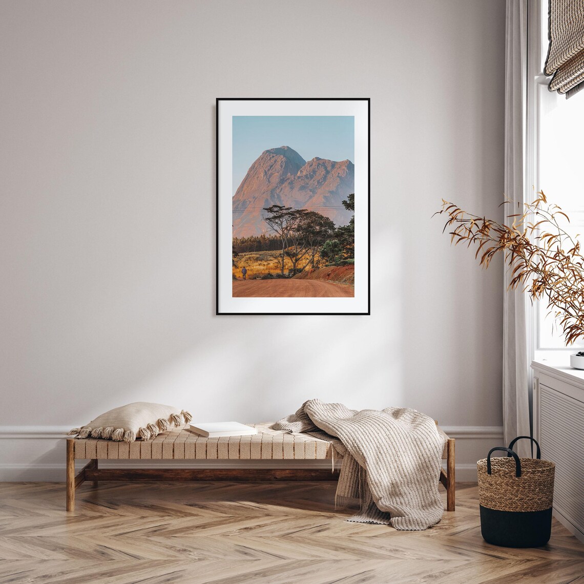 Malawi Mountain Dirt Road Cyclist Golden Hour Photo Art Poster - Image 2