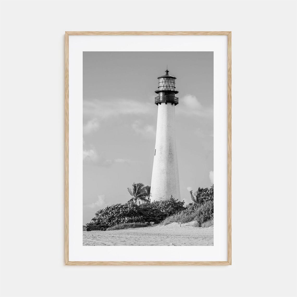 Florida Cape Florida Lighthouse Beach Black and White Poster