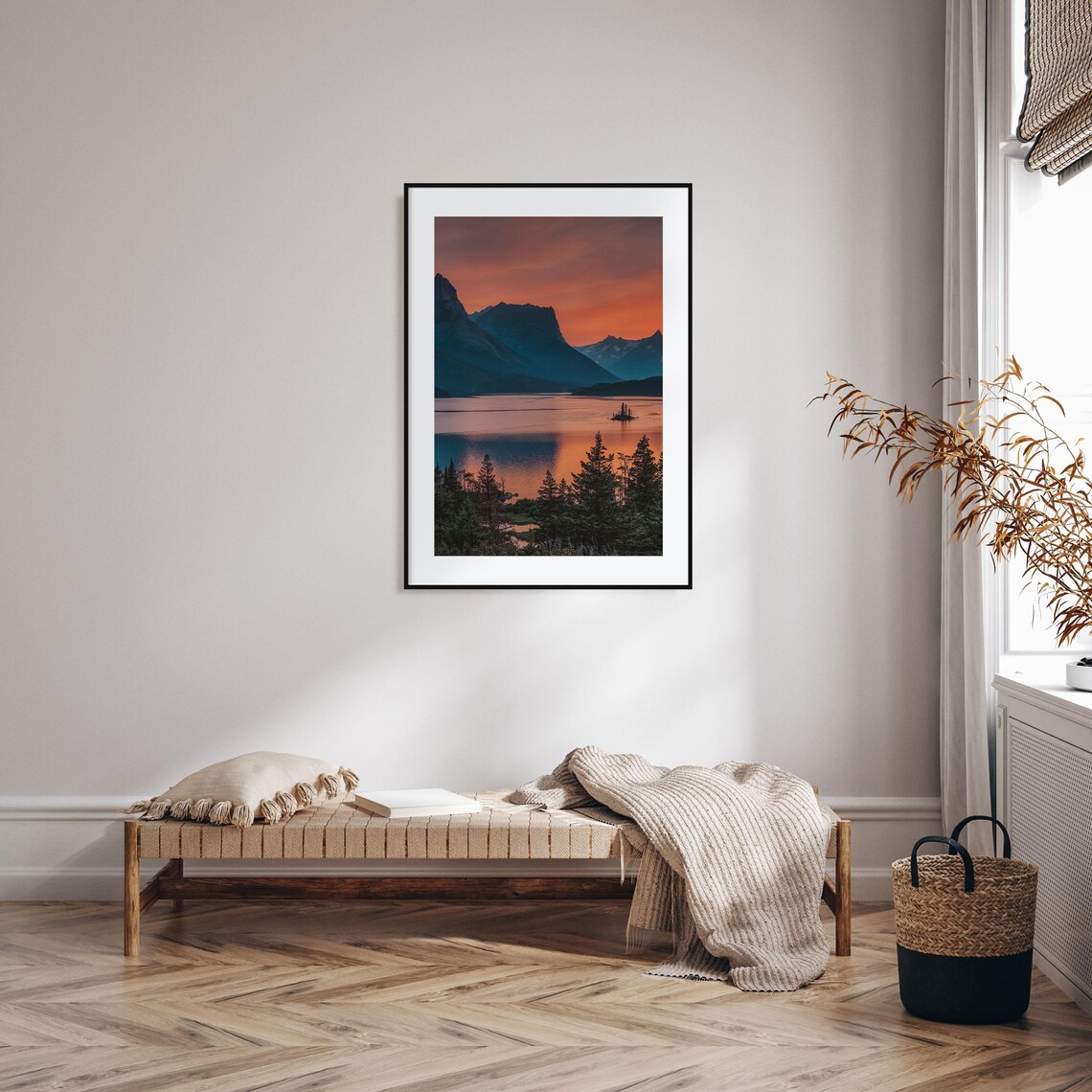 Glacier National Park Sunset Over a Mountain Lake Scenic Print - Image 2