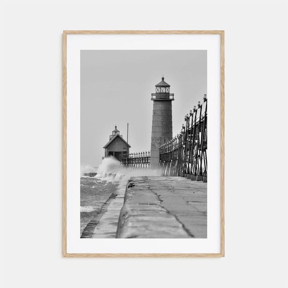 Grand Haven Black and White Travel Poster Print