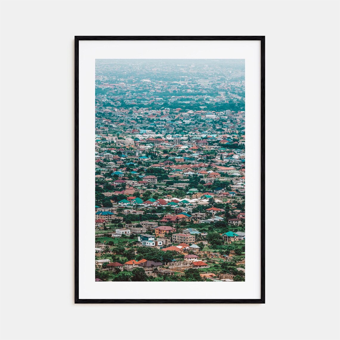 Accra Ghana Aerial Cityscape Colorful Rooftops Urban Photo Poster