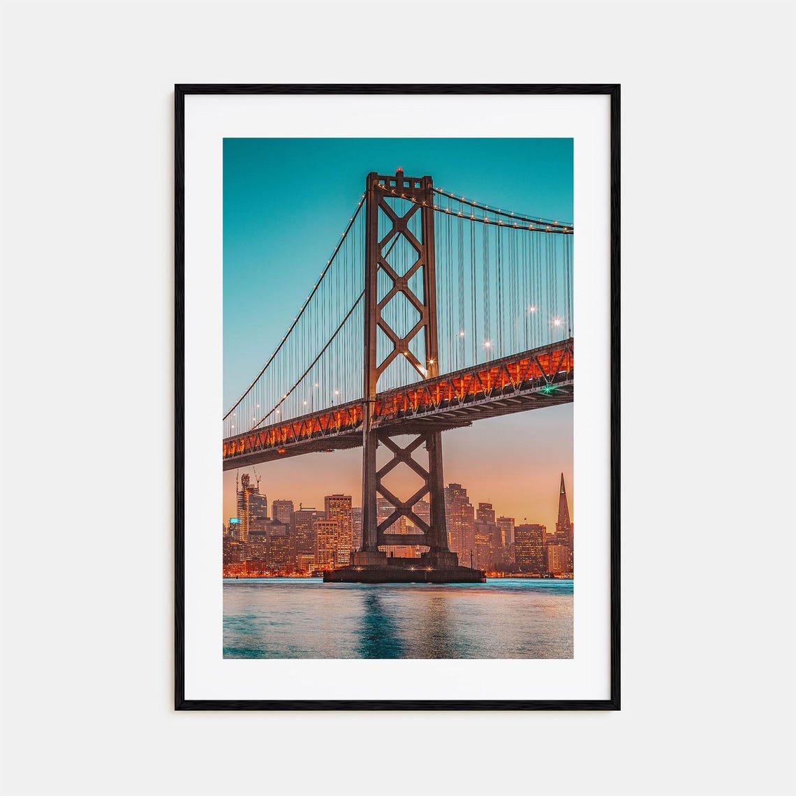San Francisco Bay Bridge Tower at Dusk With the City Skyline Poster