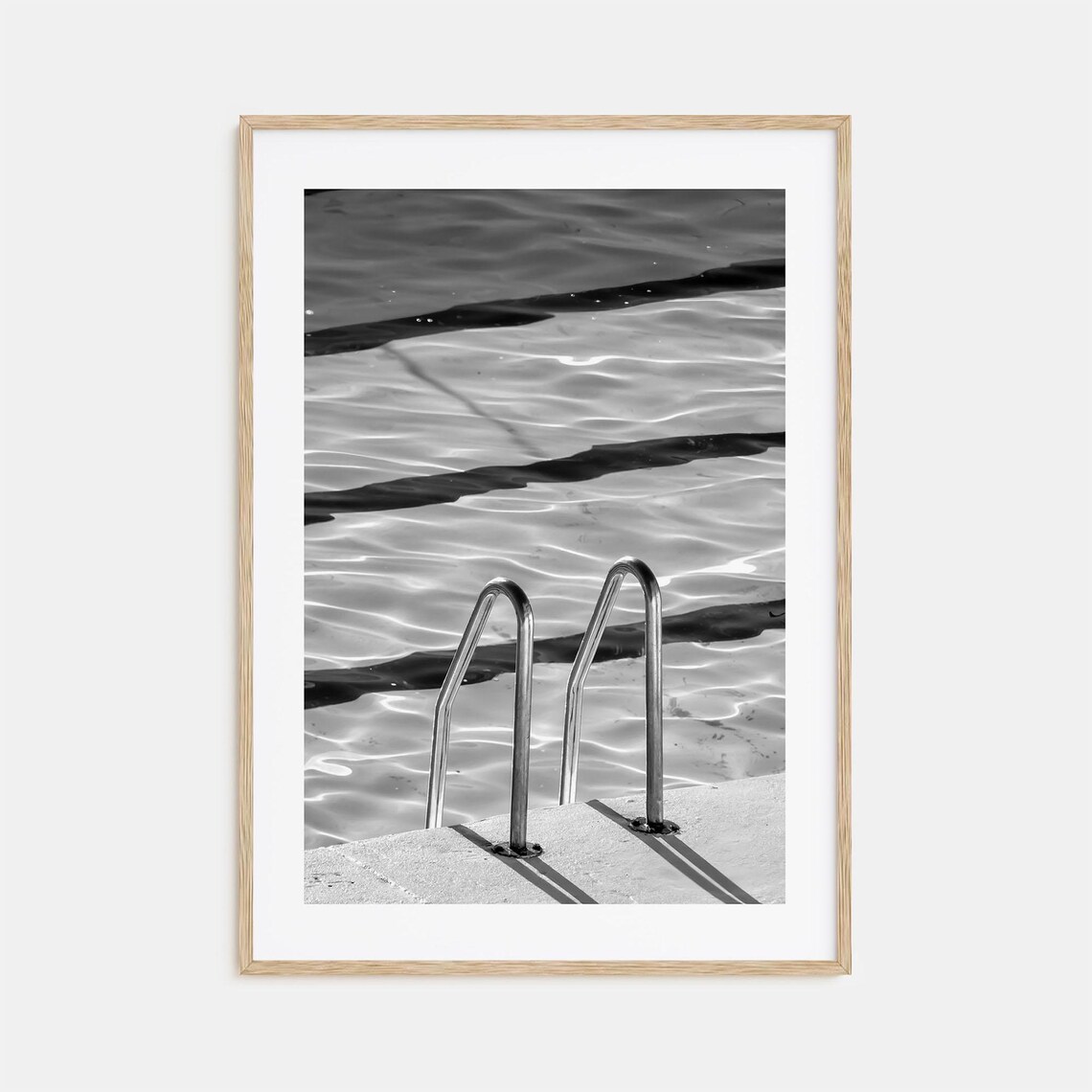 Bondi Ocean Pool Ladder Minimalist Black and White Photo Poster