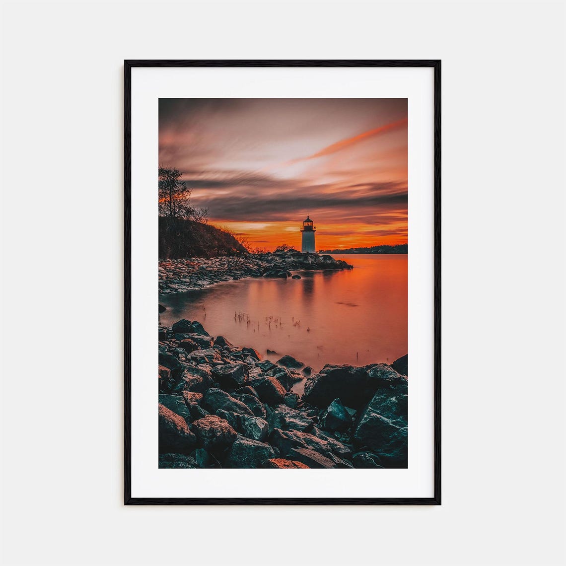 Salem Massachusetts Lighthouse Sunset Rocky Coast Shore Poster