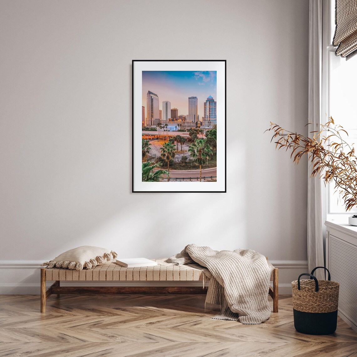 Tampa Florida Downtown Skyline Sunset Palm Trees Photo Poster - Image 2