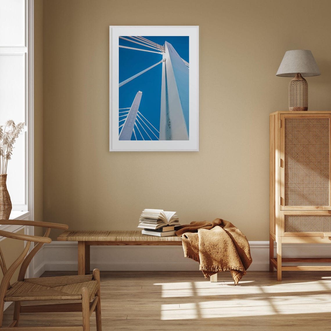 Milwaukee Modern Cable Stayed Bridge White Towers Blue Sky Poster - Image 3