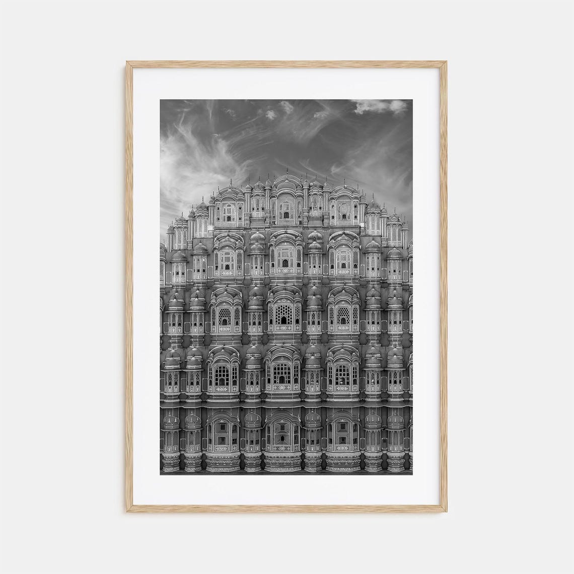 Hawa Mahal Palace Of Winds Grand Facade Black And White Poster