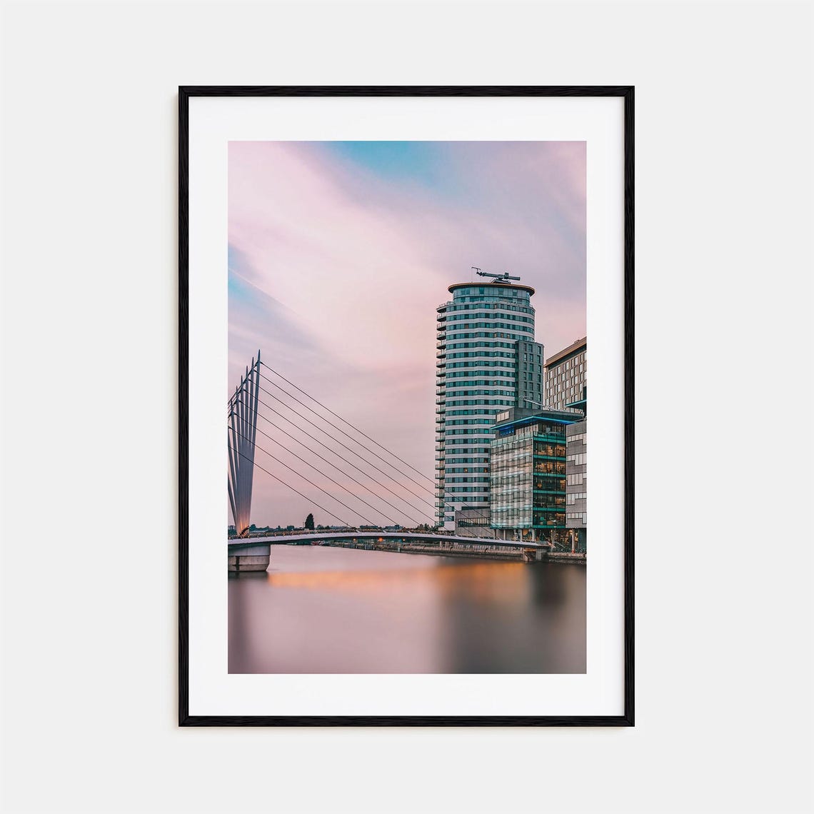 Cable Stayed Bridge Modern Riverfront Sunset Photo Art Print