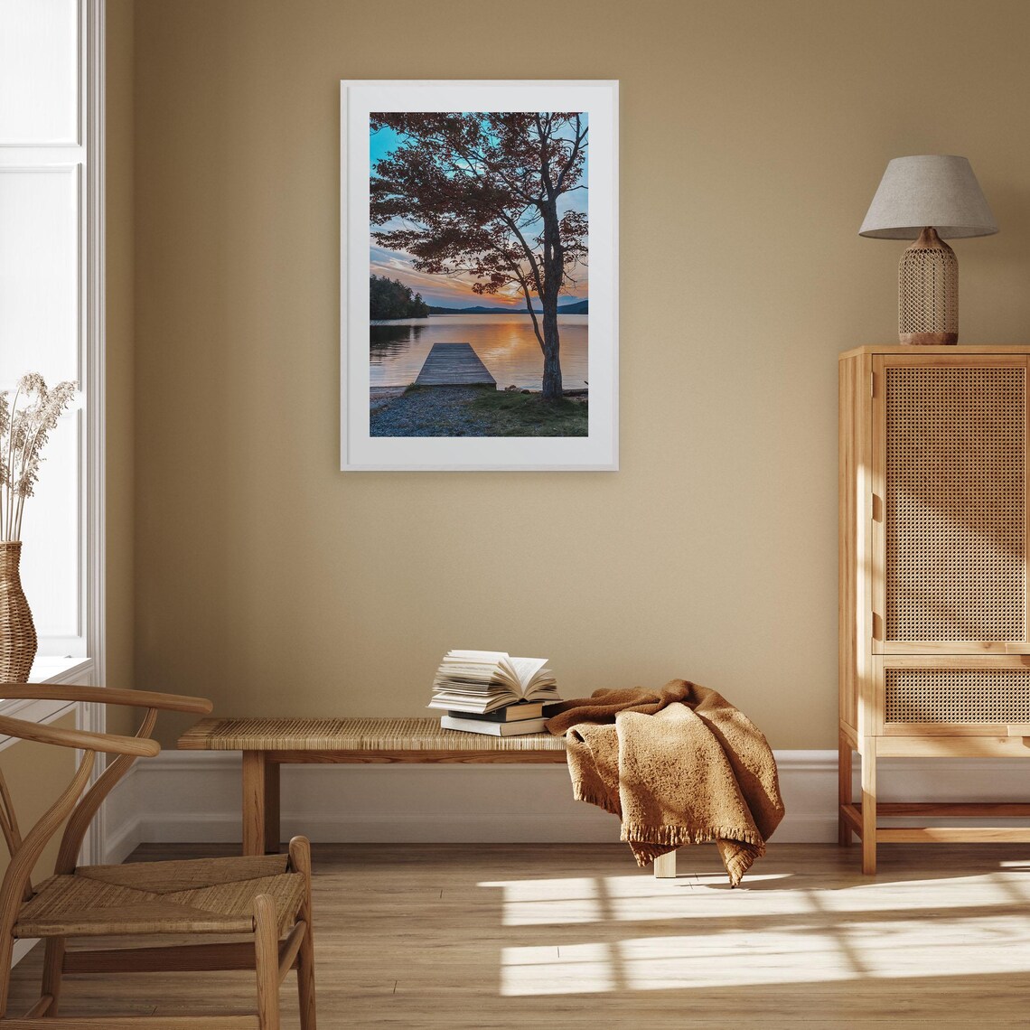 Adirondack Mountains Lake Sunset Wooden Dock Autumn Photo Poster - Image 3