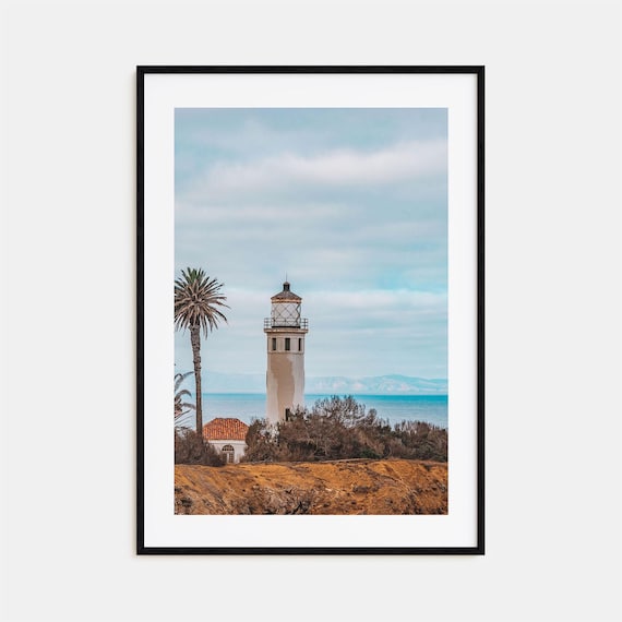 Santa Catalina Island Lighthouse Palm Ocean Bluff Coast Poster