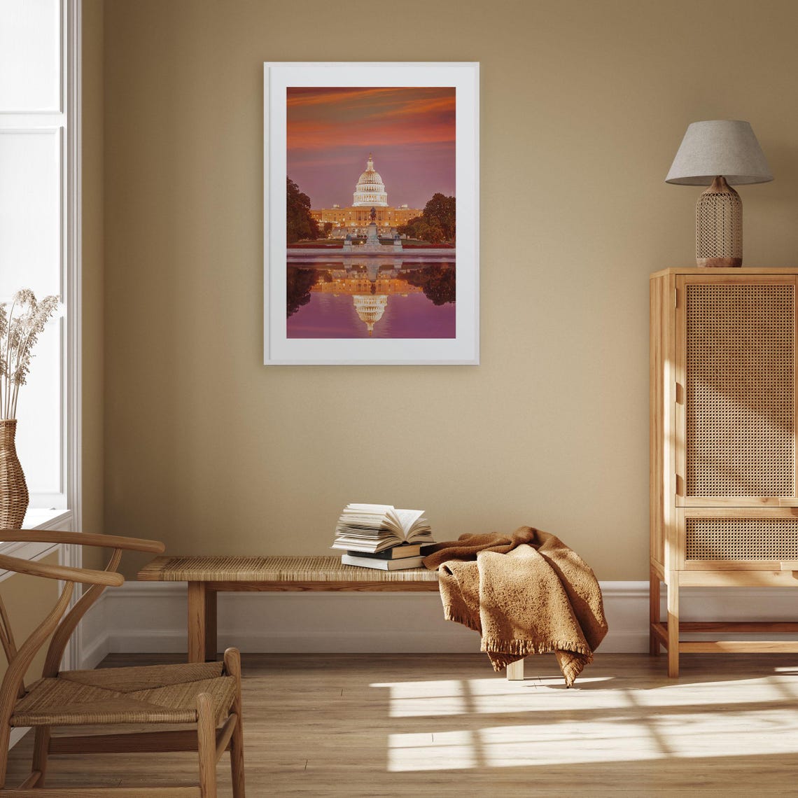 Washington DC US Capitol Dome at Sunset Reflection Water Photo Poster - Image 3