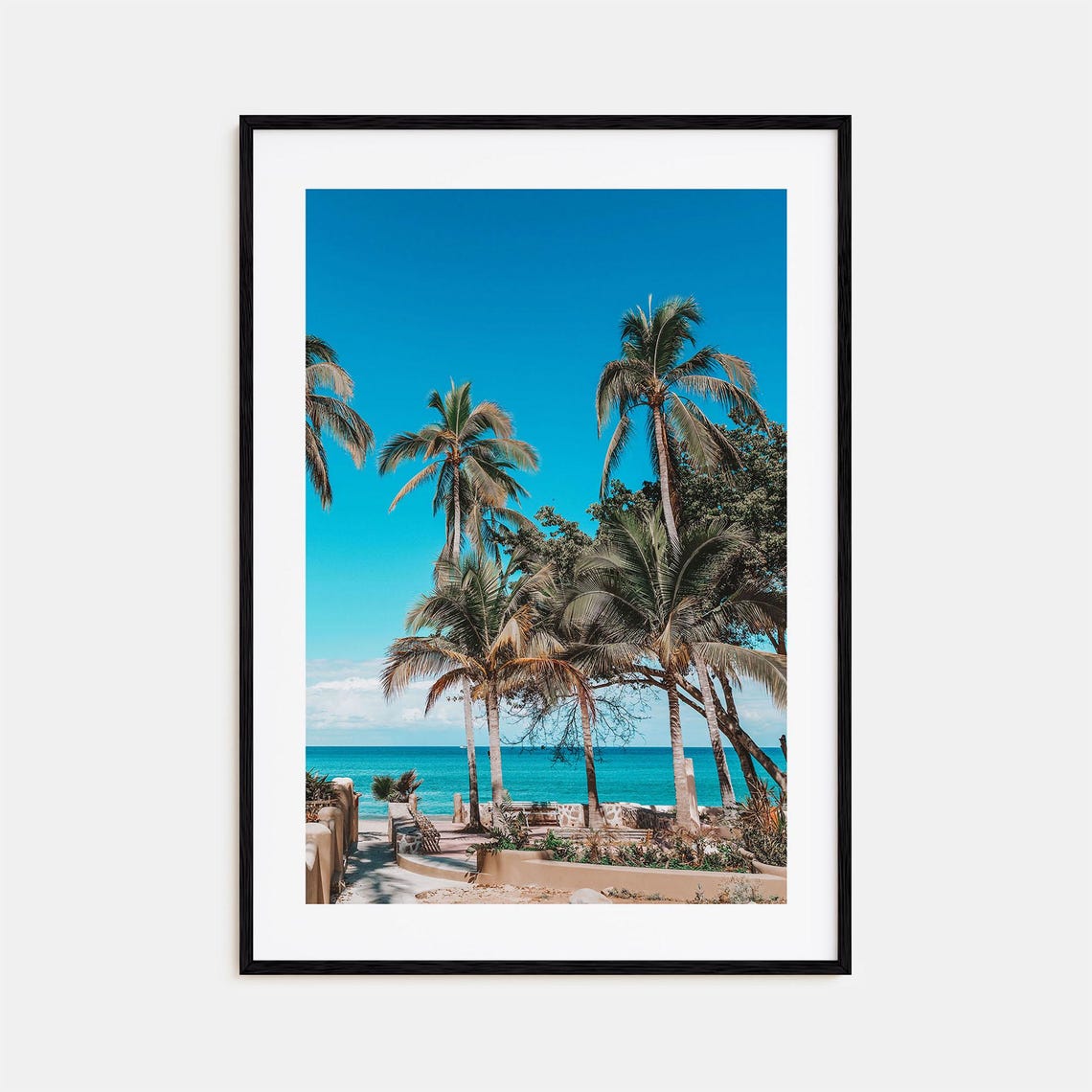 Nayarit Mexico Palm Tree Path Tropical Beach Turquoise Sea Poster