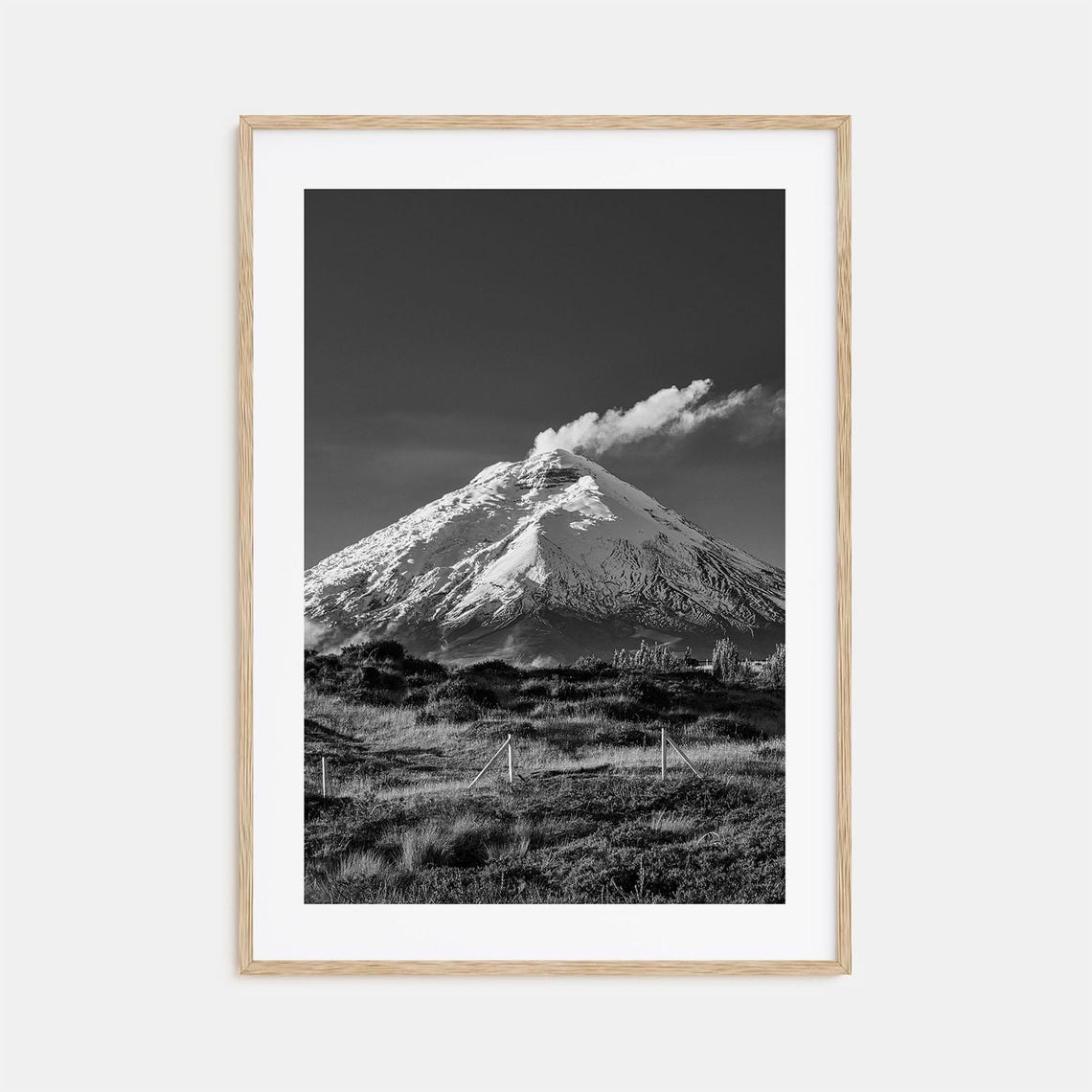 Cotopaxi Volcano Snow Capped Peak Black And White Andes Poster