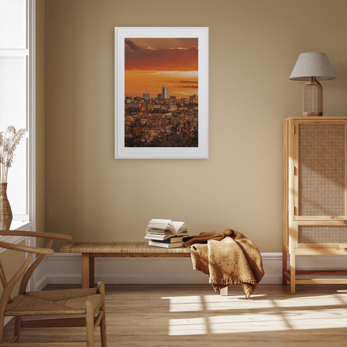 Fiery City Skyline Orange Sunset Sky Glow Urban Photography Print - Image 3