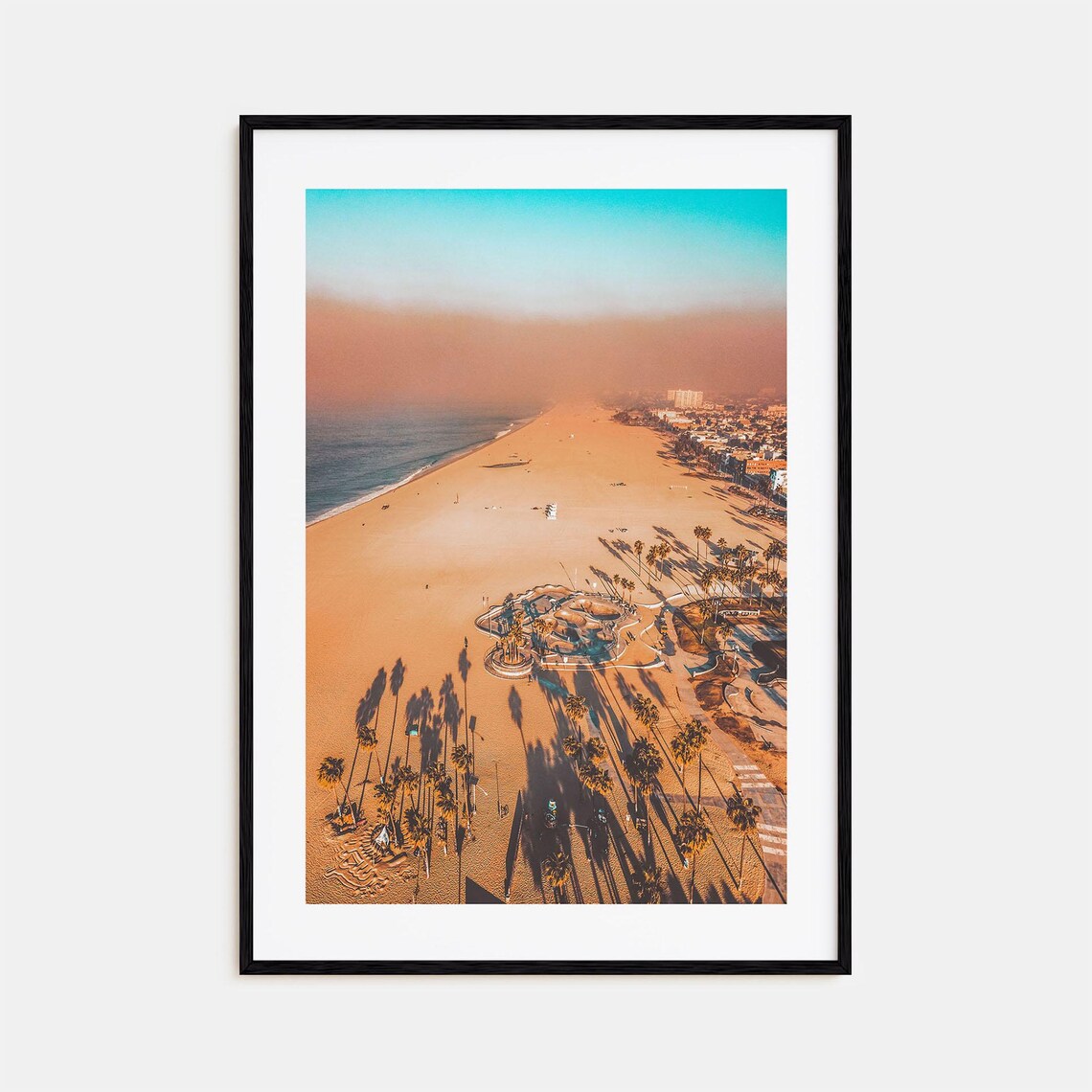Southern California Aerial of a Long Sandy Beach at Golden Hour Poster