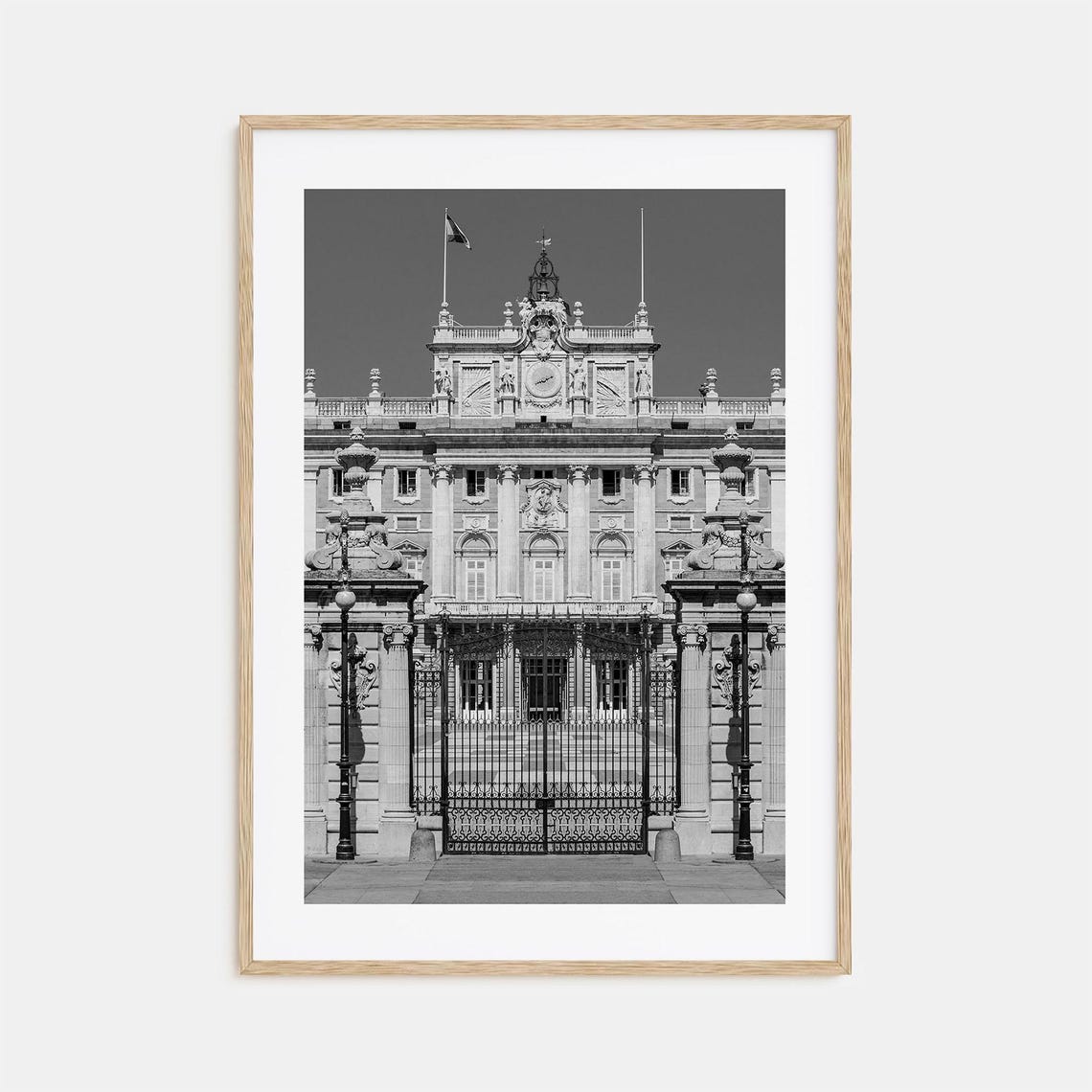 Royal Palace Madrid Black And White Baroque Gate Spain Poster