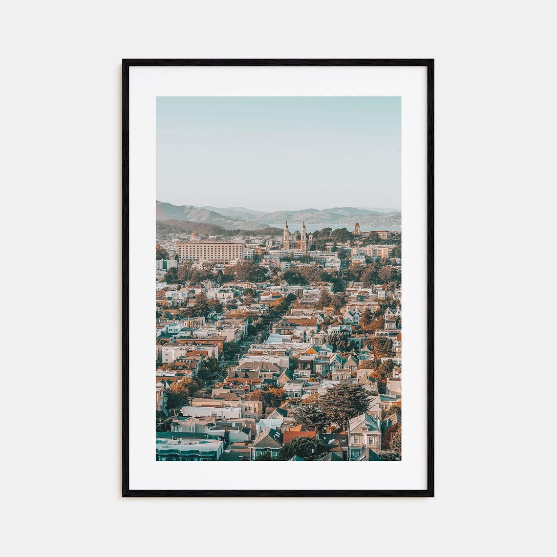 San Francisco Golden Hour City Skyline Over Rolling Hills Poster