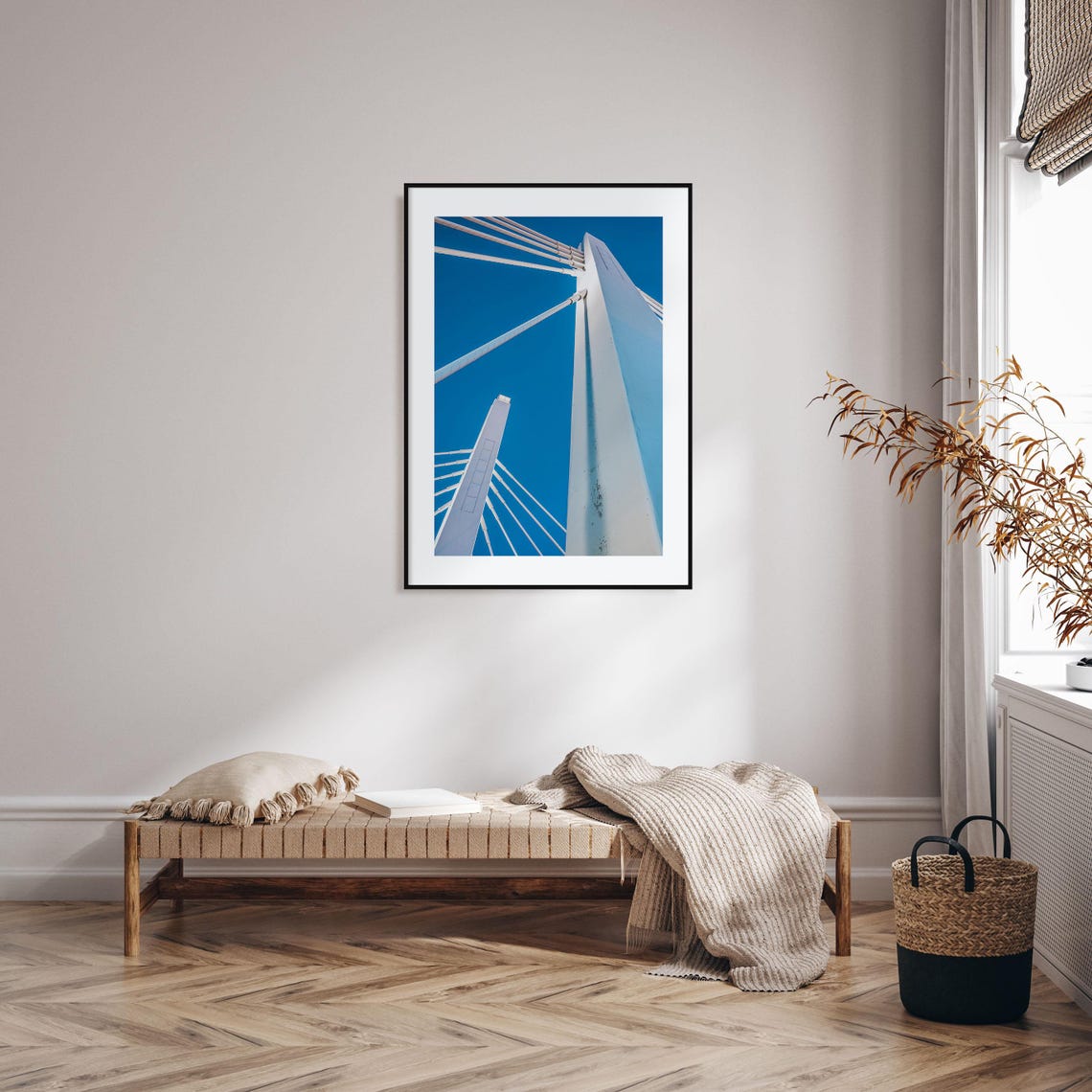 Milwaukee Modern Cable Stayed Bridge White Towers Blue Sky Poster - Image 2