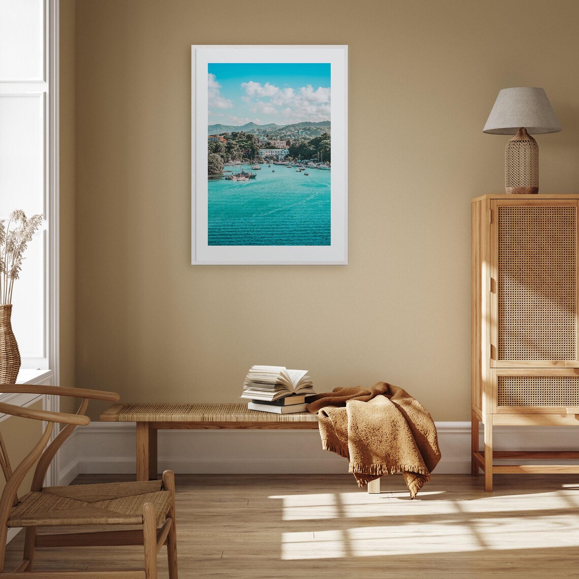 Caribbean Turquoise Bay Sailboats Colorful Photography Poster - Image 3