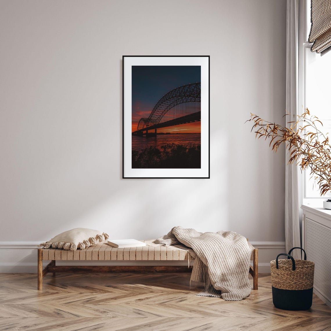Memphis Arch Bridge Sunset River Silhouette Tennessee Poster - Image 2