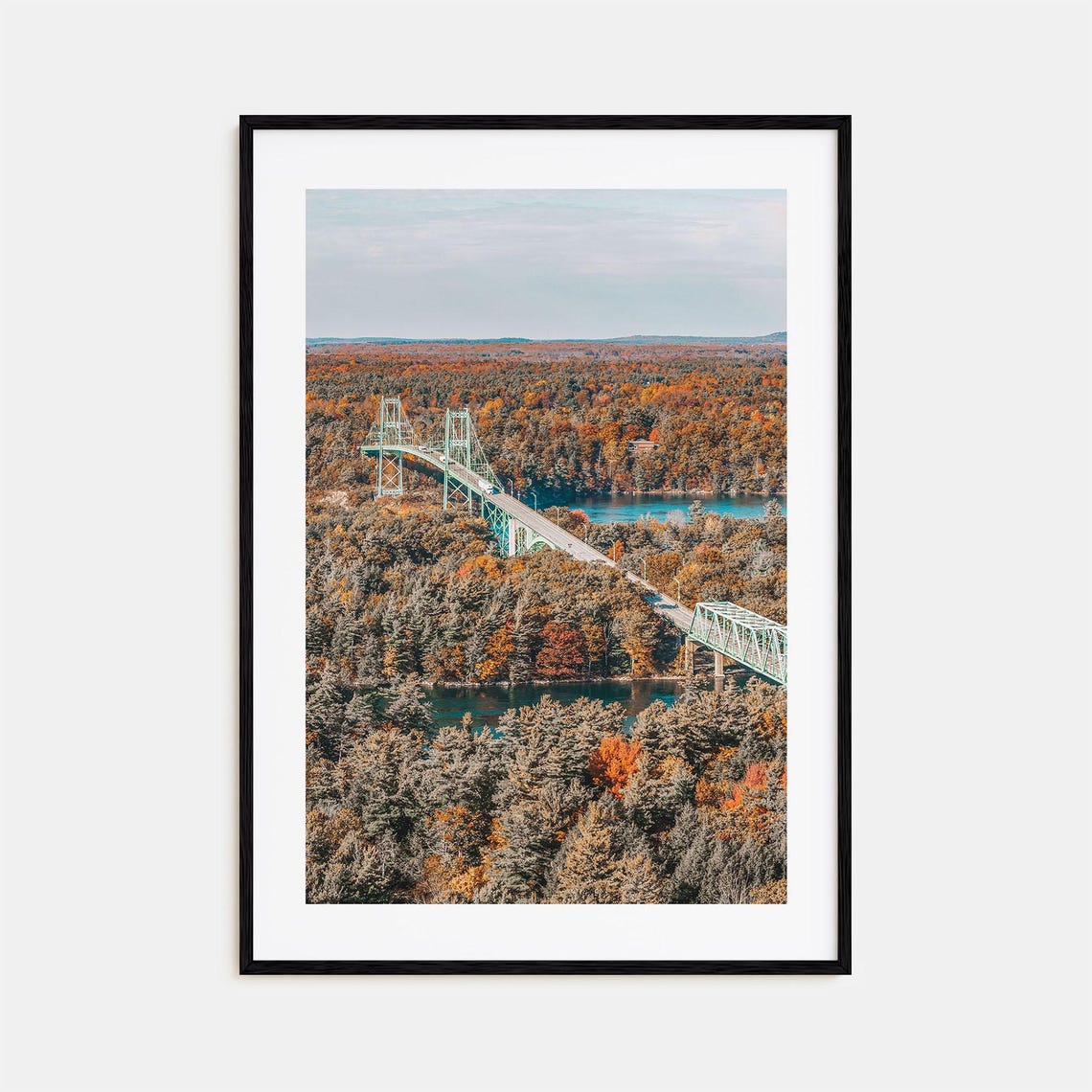 Suspension Bridge Over Autumn Forest Aerial Fall Foliage Poster