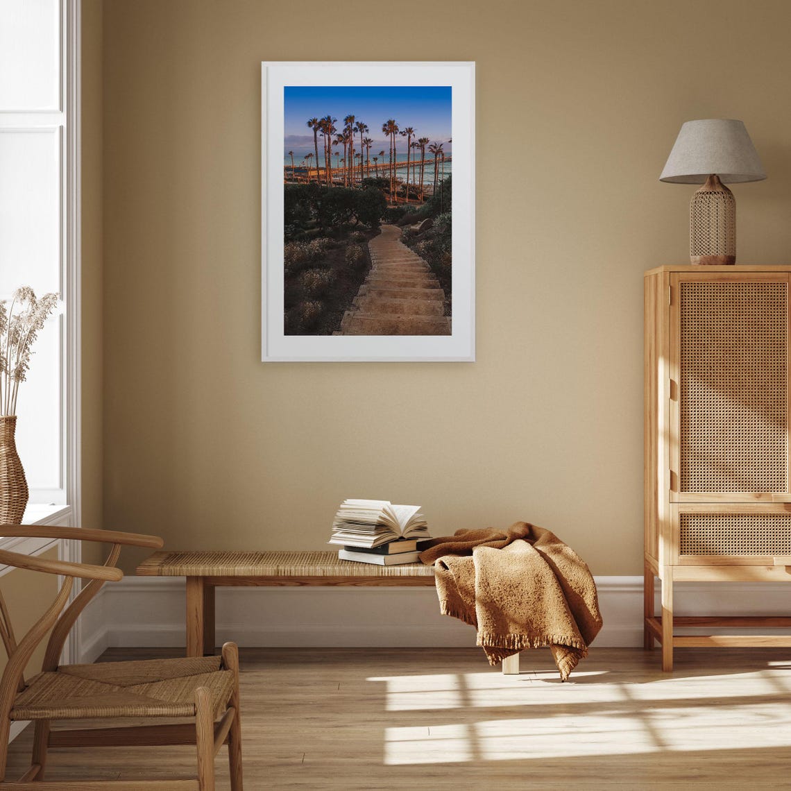 San Clemente Pier Palms Beach Staircase Sunset Ocean View Poster - Image 3