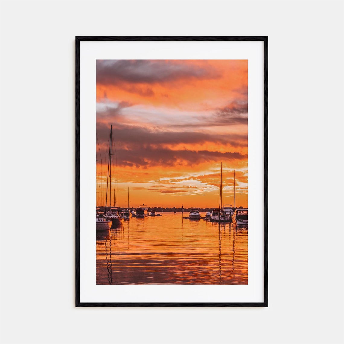 Norman Oklahoma Marina Sunset Orange Sky Sailboat Harbor Photo Poster
