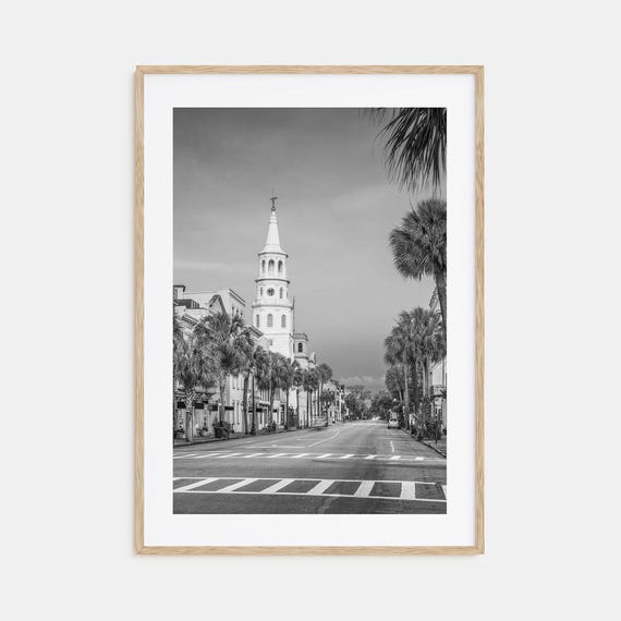 Charleston South Carolina Black and White Travel Poster