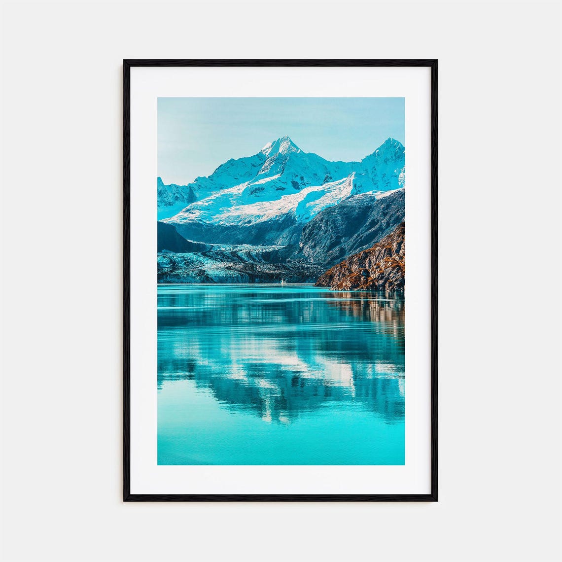Alaska Twin Snowy Peaks Glacier Mirror Reflection Lake Photo Poster