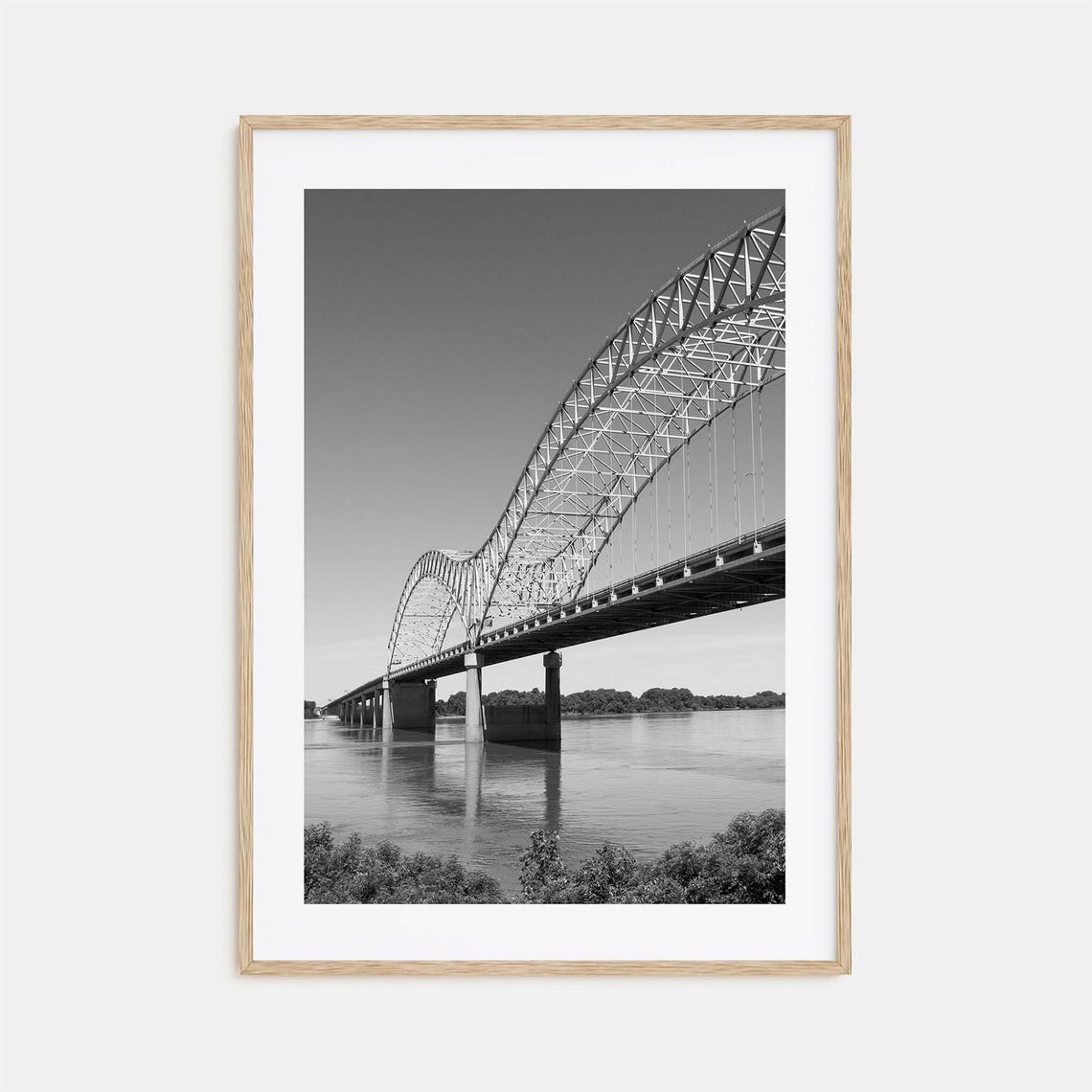Memphis Tennessee Mississippi River Bridge Black and White Poster