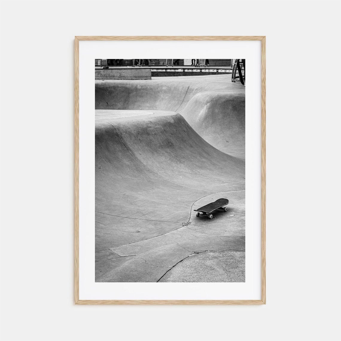 Skateboard in Concrete Skatepark Bowl Black and White Poster