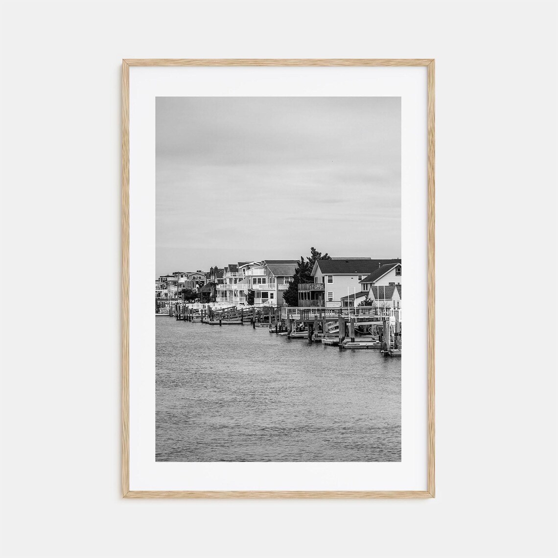 New Jersey Shore Town Lagoon Houses Docks Black And White Poster