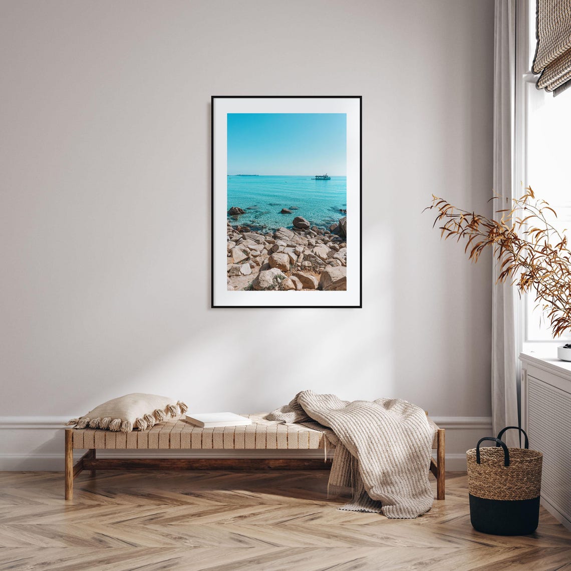 Rocky Shore Turquoise Water Clear Sea Coast Sunny Summer Travel Poster - Image 2